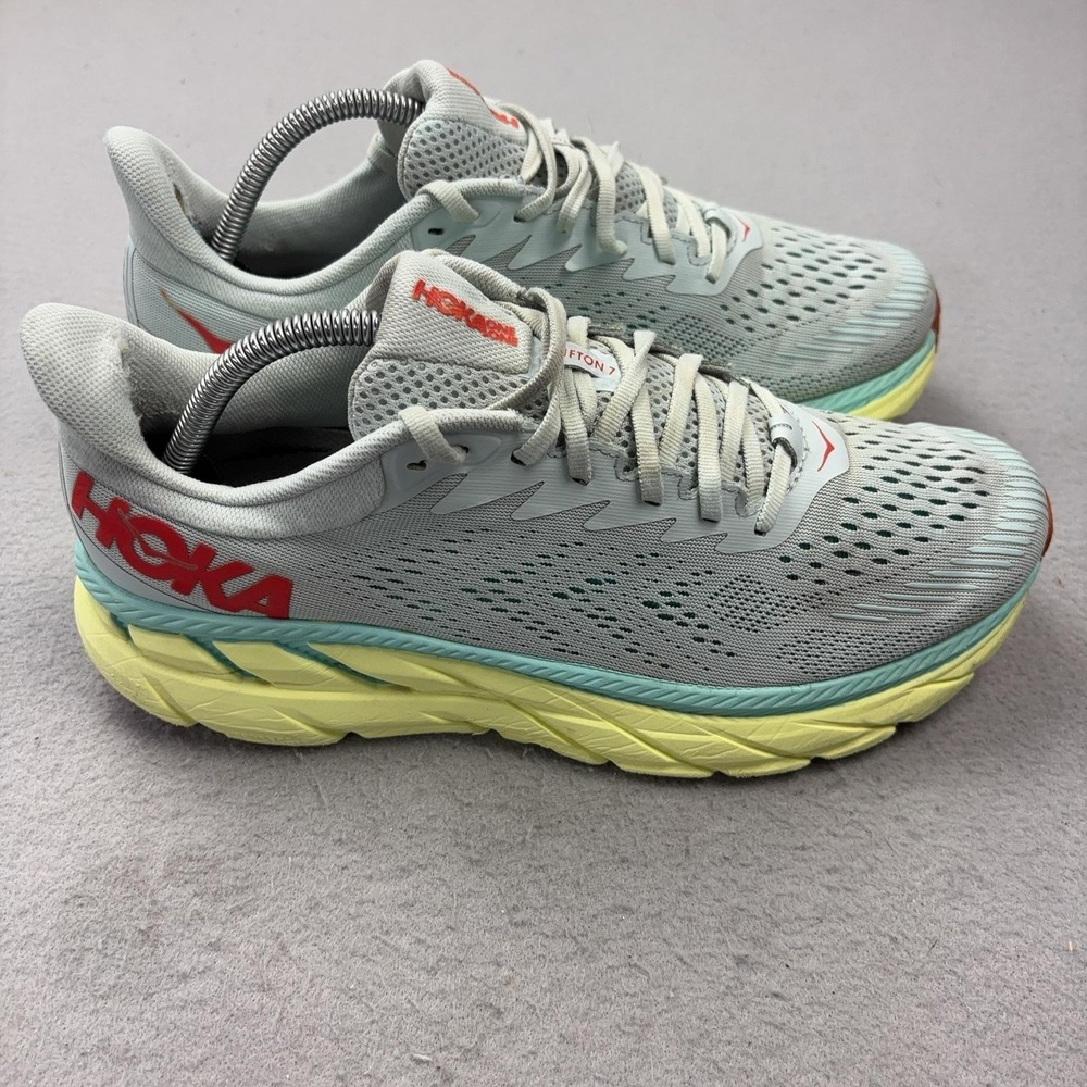 Hoka One One Clifton 7 Running Shoes Womens Size 10 Green Cushioned Sneakers